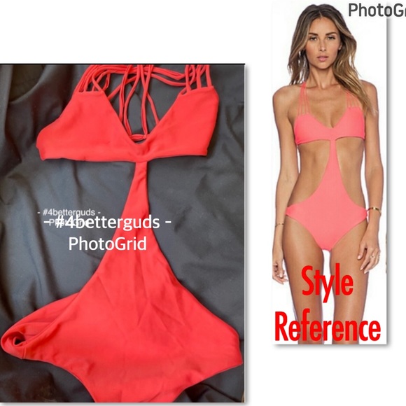 NEW Mikoh Makaha Multi String Racerback Cut out Monokini Swimsuit Paprika Small - Picture 2 of 16
